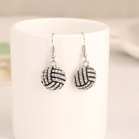 NEW! SPARKLING Rhinestone VOLLEYBALL Drop Earrings - CHARMING SPORTS - Picture 6 of 6